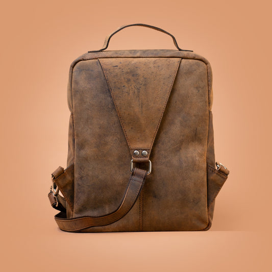 Oldtown Vintage Backpack Back View with Adjustable Straps | Iron Tailor