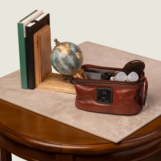 Handcrafted Leather Grooming Kit - Shaving & Travel Organiser for Unisex | Iron Tailor