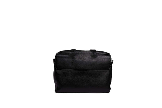 Black Laptop Bag Back View – Genuine Leather Laptop Bag for Men | Iron Tailor