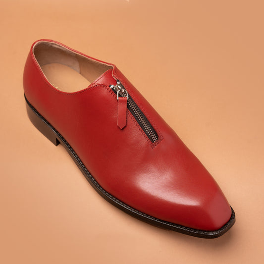 Maroon Genuine Leather Zipper Shoes | Iron Tailor