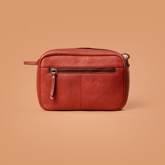 Adore Vixen Sling Bag Red Leather Back View | Iron Tailor