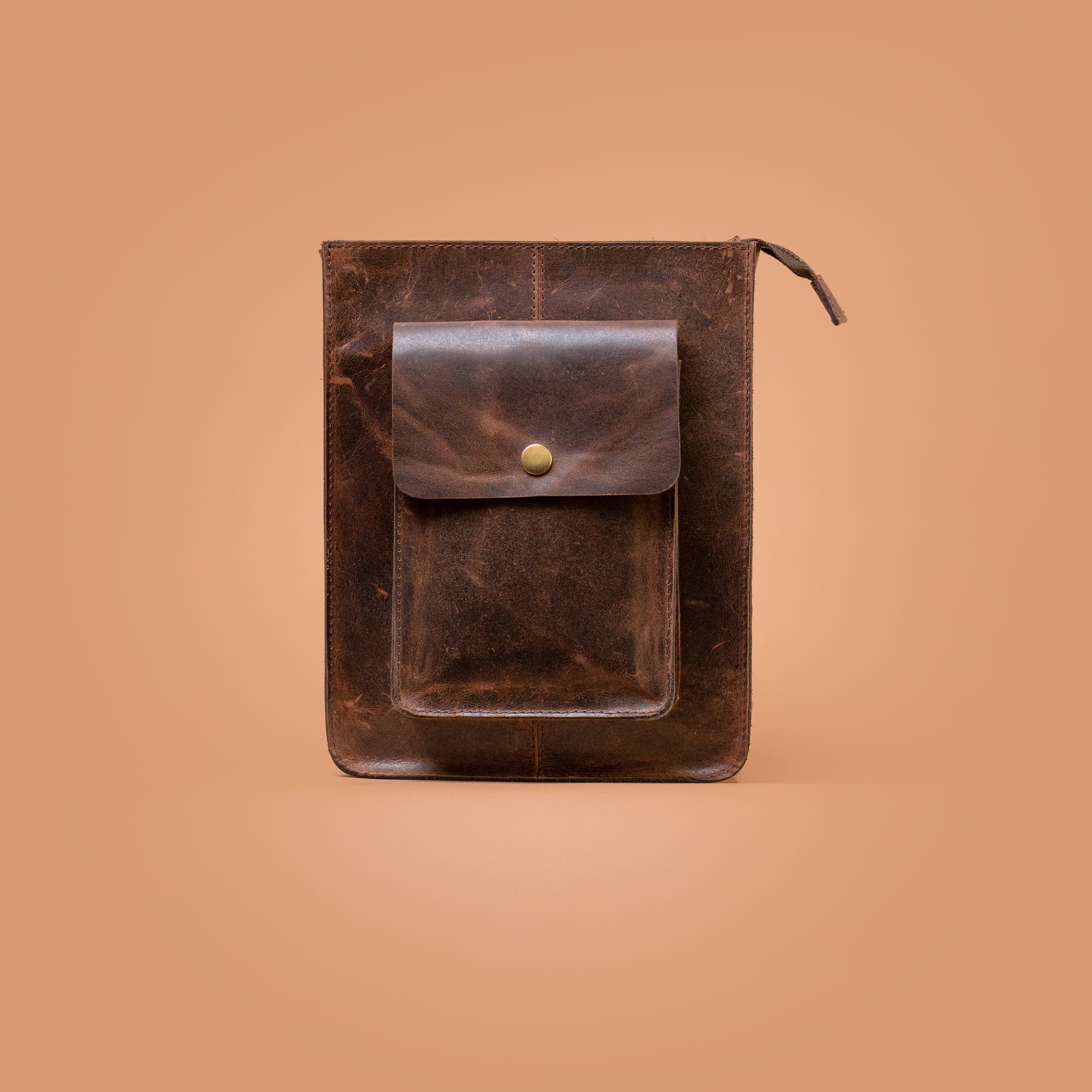 Vintage Craftsman Leather Sling Bag Front View | Iron Tailor