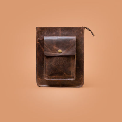 Vintage Craftsman Leather Sling Bag Front View | Iron Tailor
