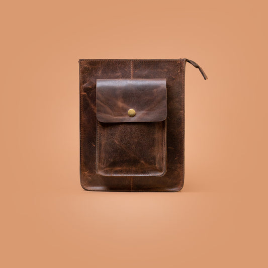 Vintage Craftsman Leather Sling Bag Front View | Iron Tailor