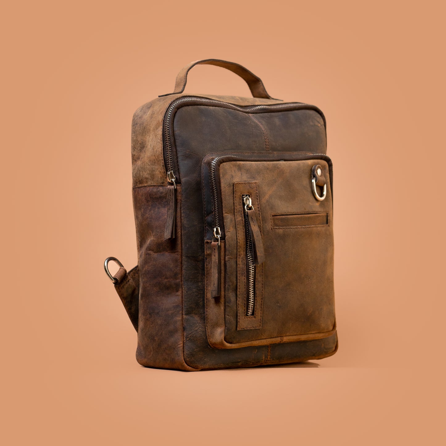Oldtown Vintage Vegan Leather Backpack Side Profile | Iron Tailor