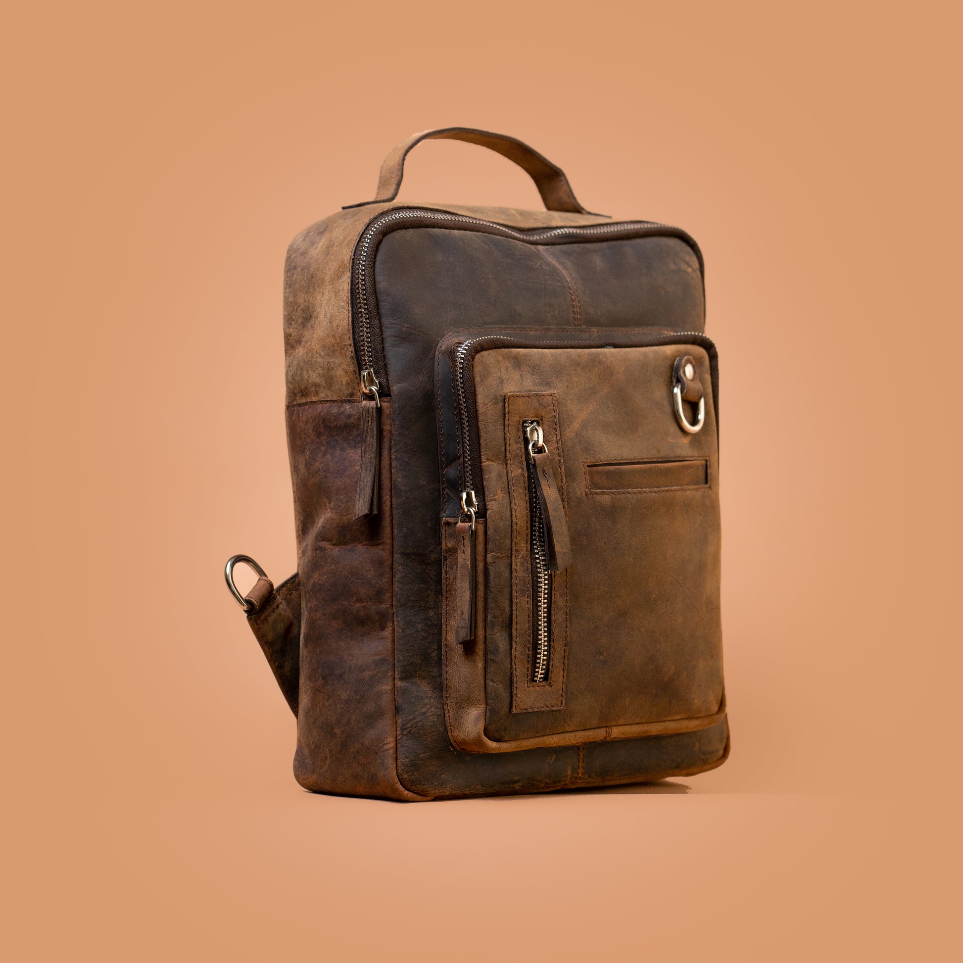 Oldtown Vintage Vegan Leather Backpack Side Profile | Iron Tailor