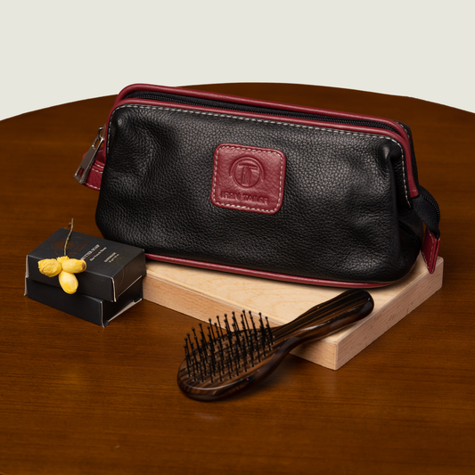 Handcrafted Leather Grooming Kit for Unisex - Toiletry & Shaving Bag | Iron Tailor
