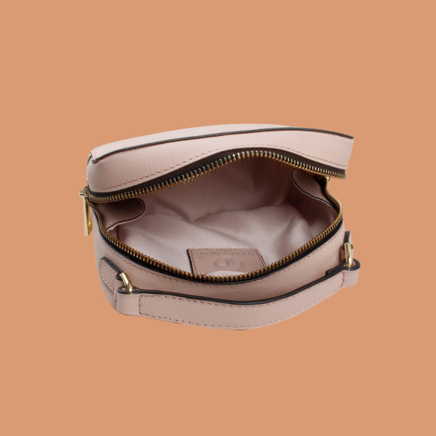 Beige Leather Office Sling Bag with Spacious Interior Compartments | Iron Tailor