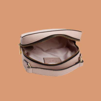 Beige Leather Office Sling Bag with Spacious Interior Compartments | Iron Tailor