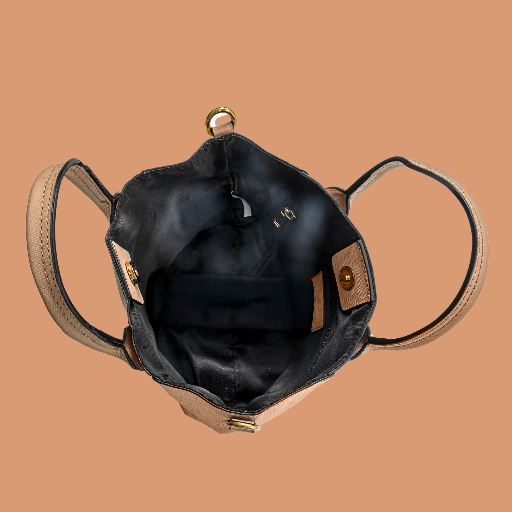 Rose Gold Leather Tote Bag with Spacious Interior Compartment | Iron Tailor