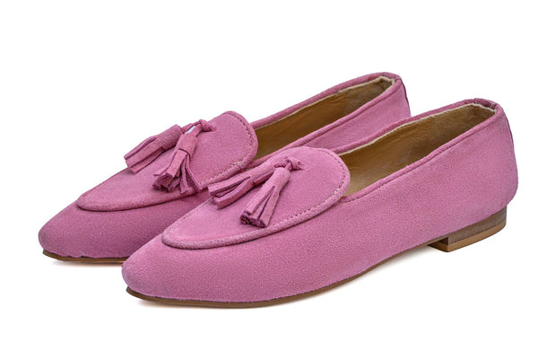 Pink Suede Loafer With Tassel