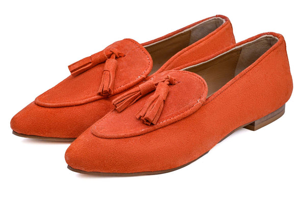 Orange Suede Loafer Tassle