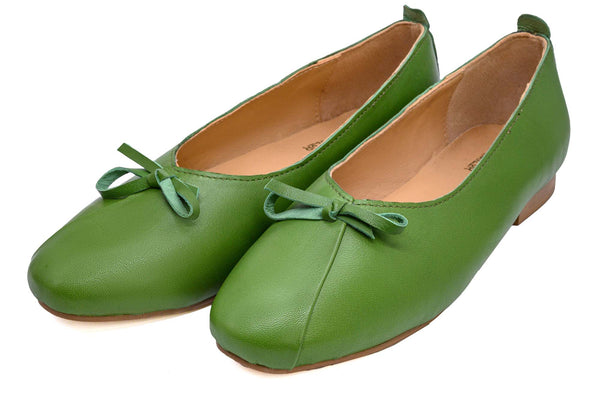 Green Leather Loafer With Lace