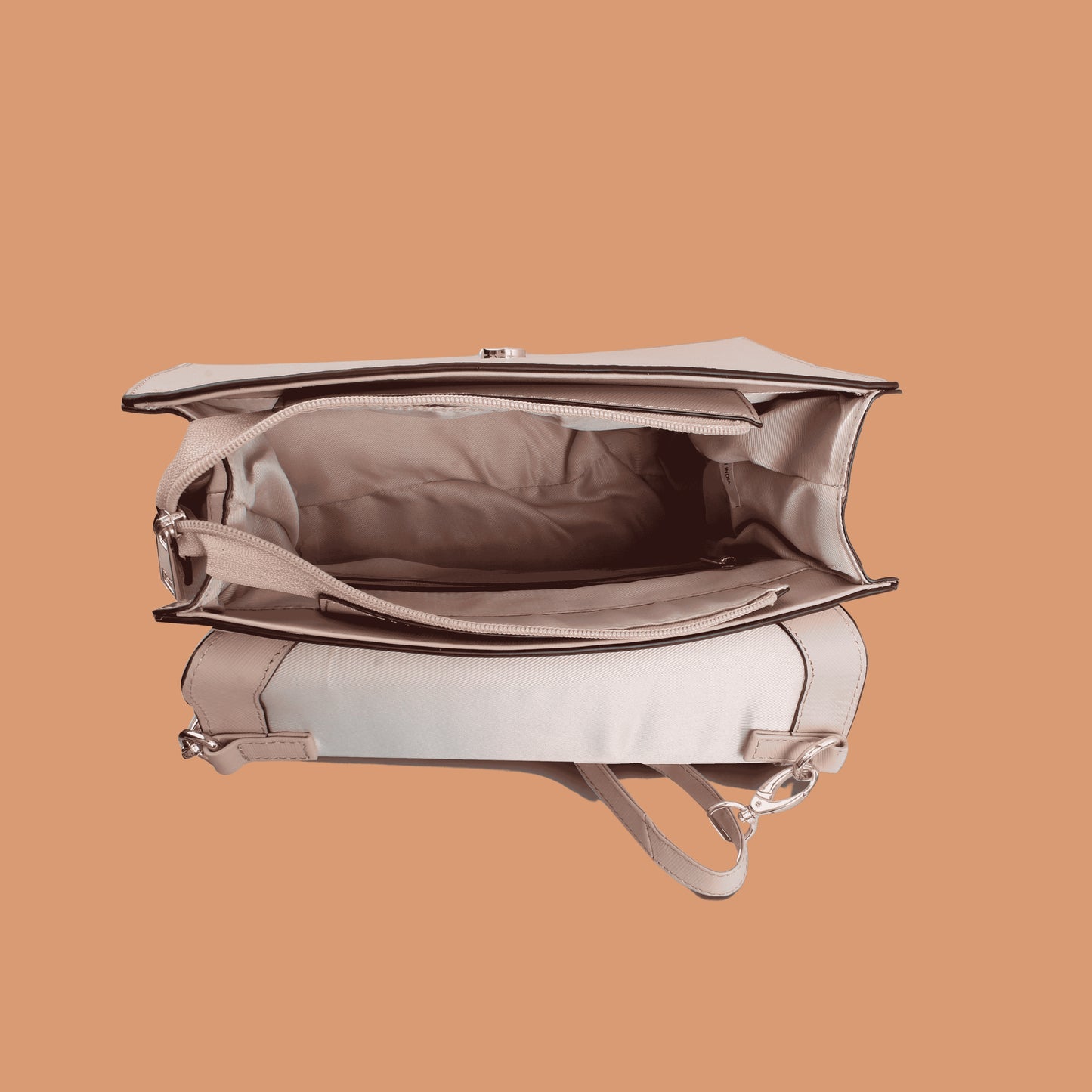 Rose Pink Leather Handbag with Spacious Interior Compartment | Iron Tailor