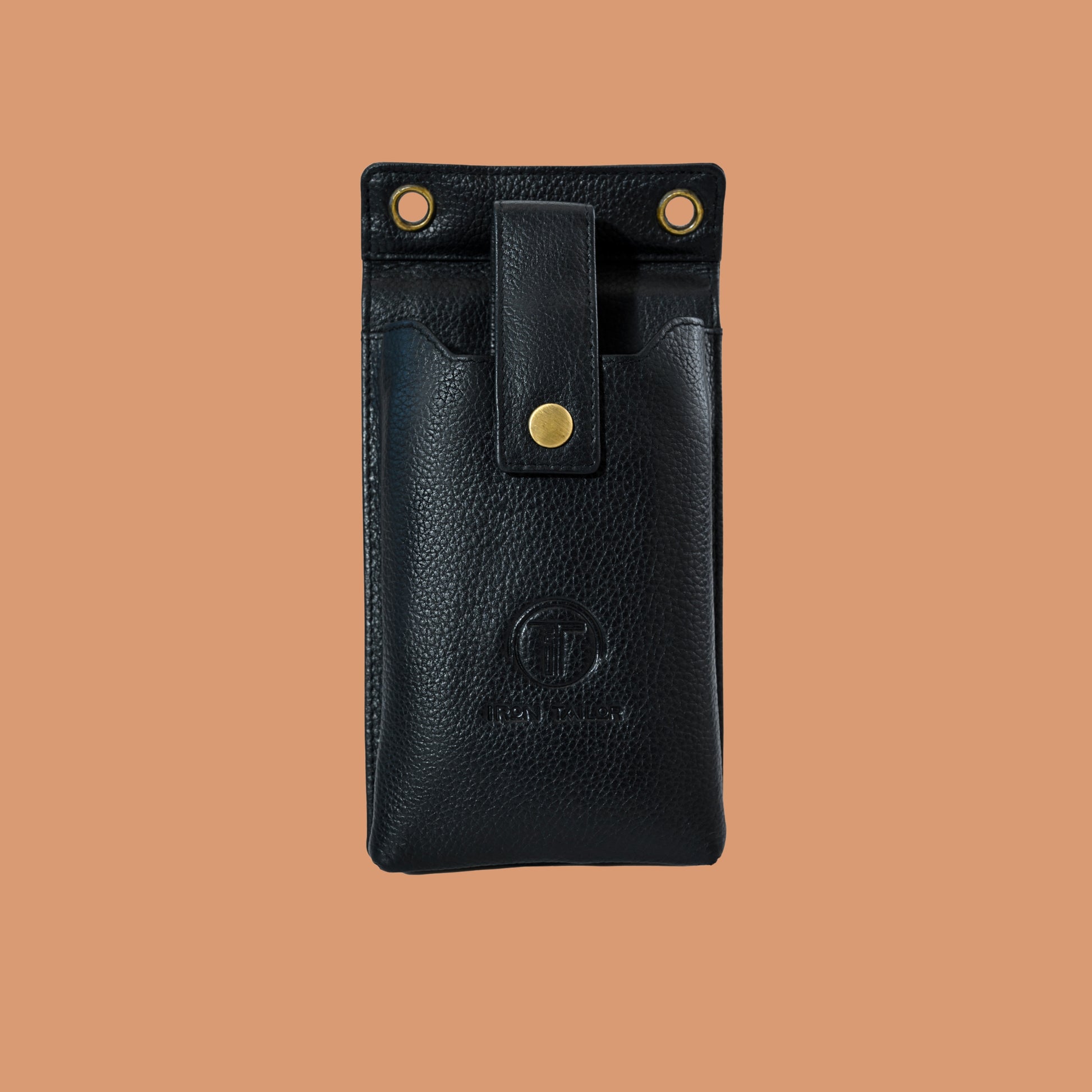Black Leather Mobile Holder for men and women |Iron Tailor