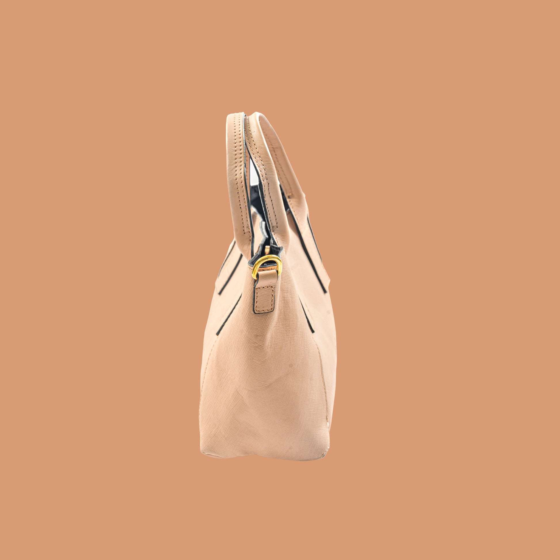 Side View of  Rose  Gold  Leather Tote Bag for Women | Iron Tailor