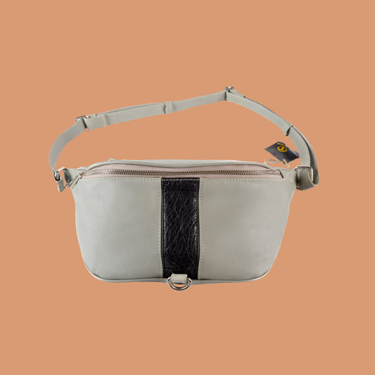 Genuine Leather Waist Bag in Beige with Adjustable Strap | Iron Tailor