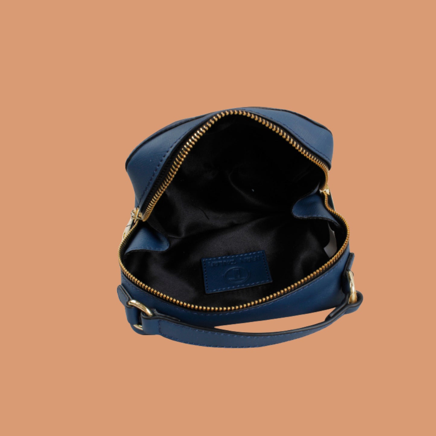 Blue Leather Office Sling Bag with Spacious Interior Compartments | Iron Tailor