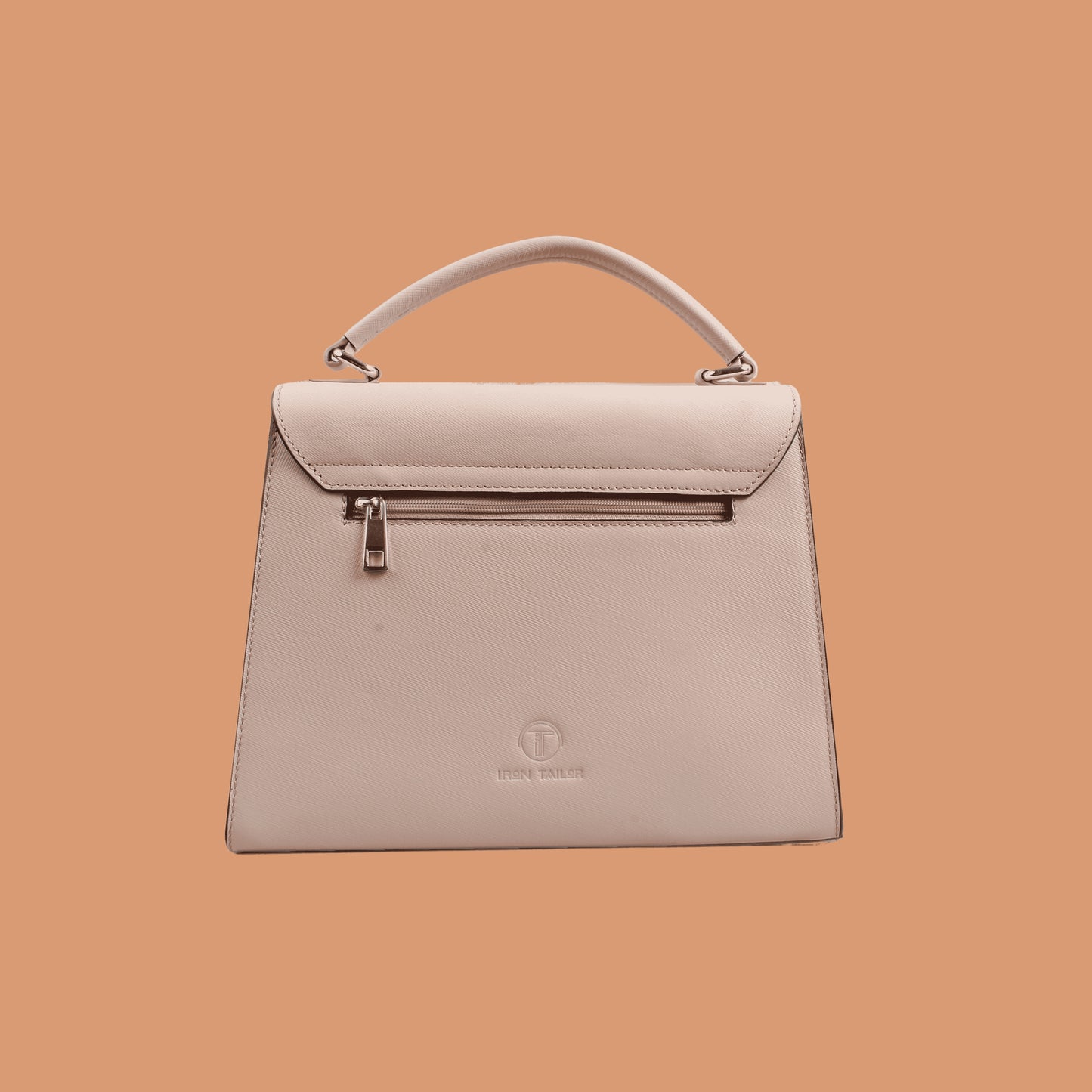 Back View of Rose Pink Genuine Leather Handbag for Women | Iron Tailor