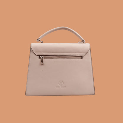 Back View of Rose Pink Genuine Leather Handbag for Women | Iron Tailor