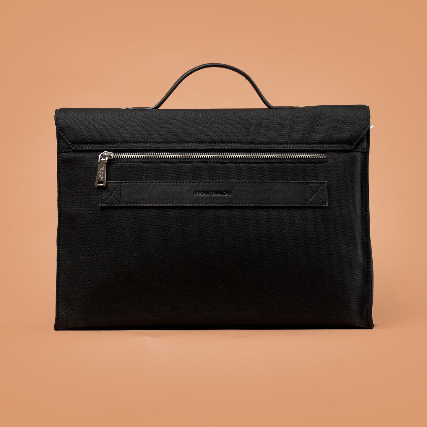 Creast Fold Laptop Bag Back View with Zipper Pocket | Iron Tailor