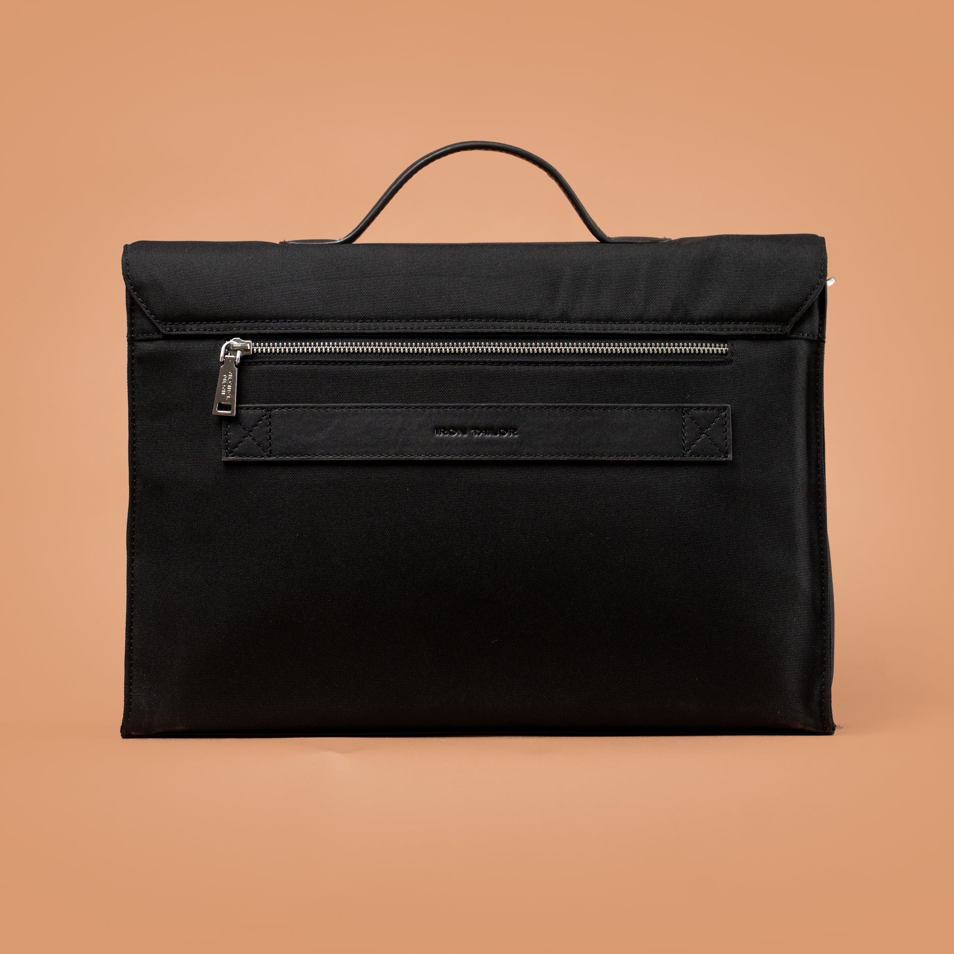 Creast Fold Laptop Bag Back View with Zipper Pocket | Iron Tailor