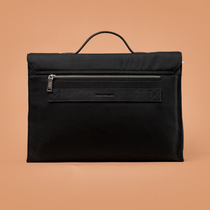 Creast Fold Laptop Bag Back View with Zipper Pocket | Iron Tailor