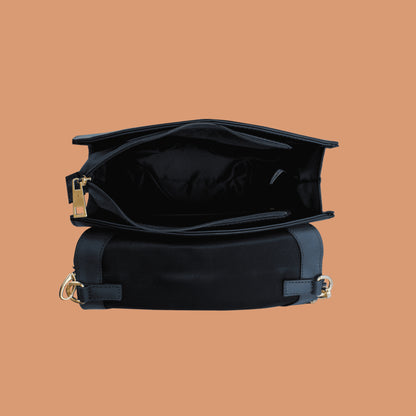 Indigo Blue Leather Handbag with Spacious Interior Compartment | Iron Tailor