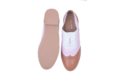 Brogue Brown With Pink & White