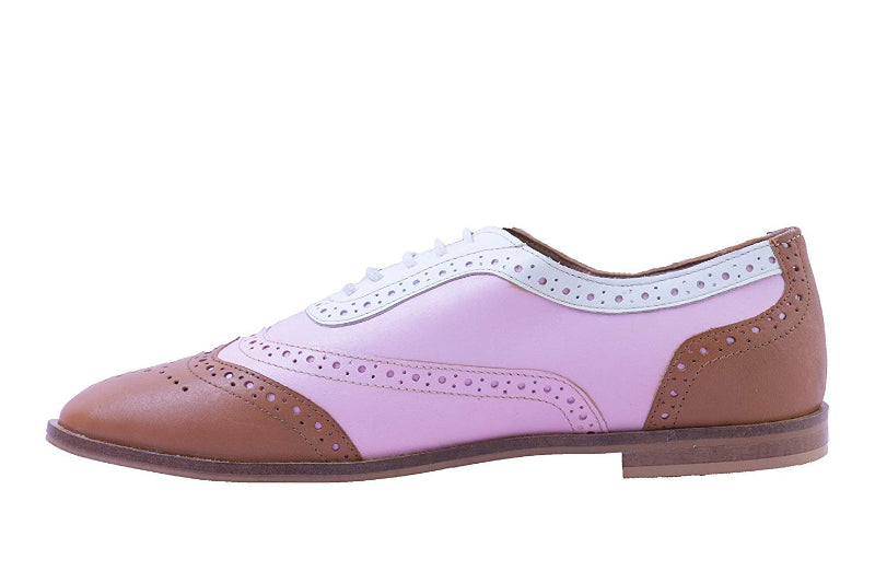 Brogue Brown With Pink & White