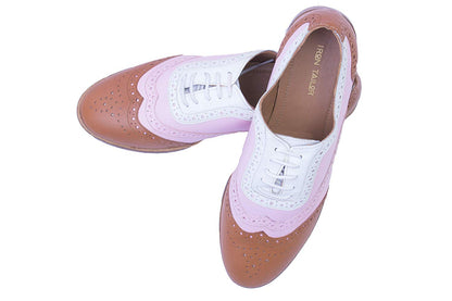 Brogue Brown With Pink & White