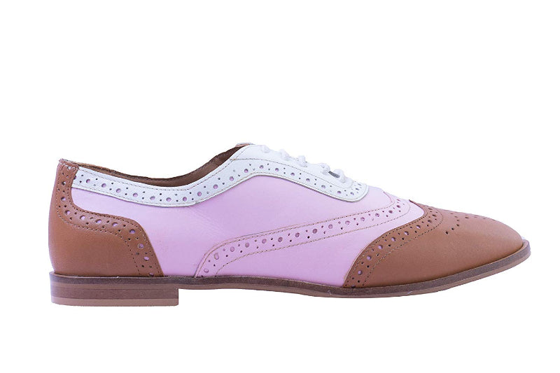 Brogue Brown With Pink & White