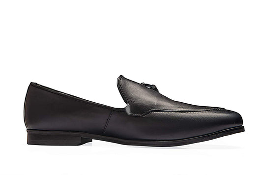 Men's Black Plane Tassel Loafers Genuine Leather