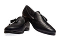 Men's Black Plane Tassel Loafers Genuine Leather