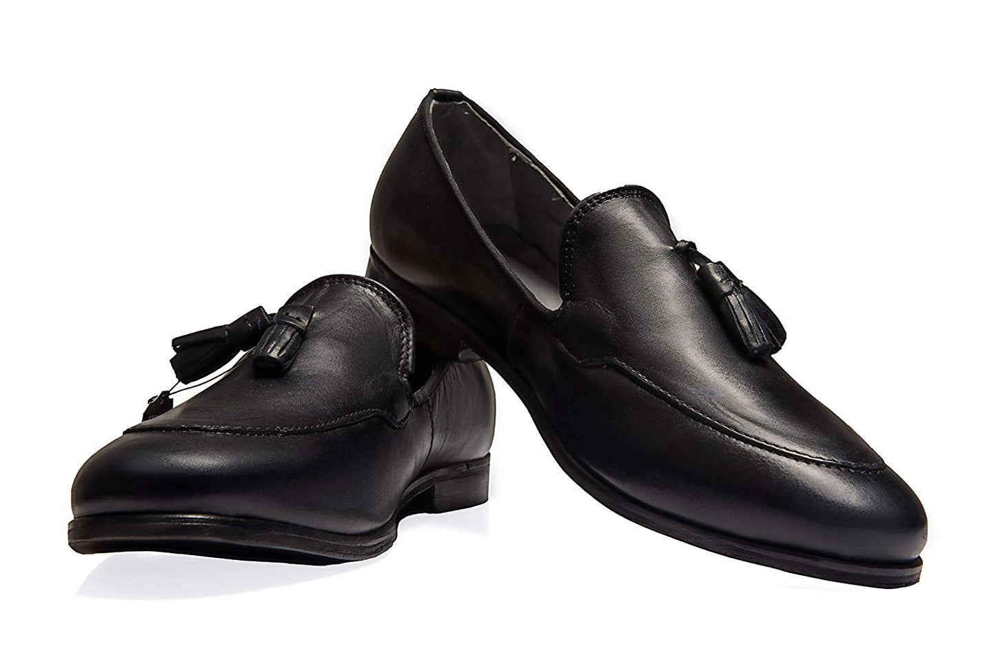 Men's Black Plane Tassel Loafers Genuine Leather