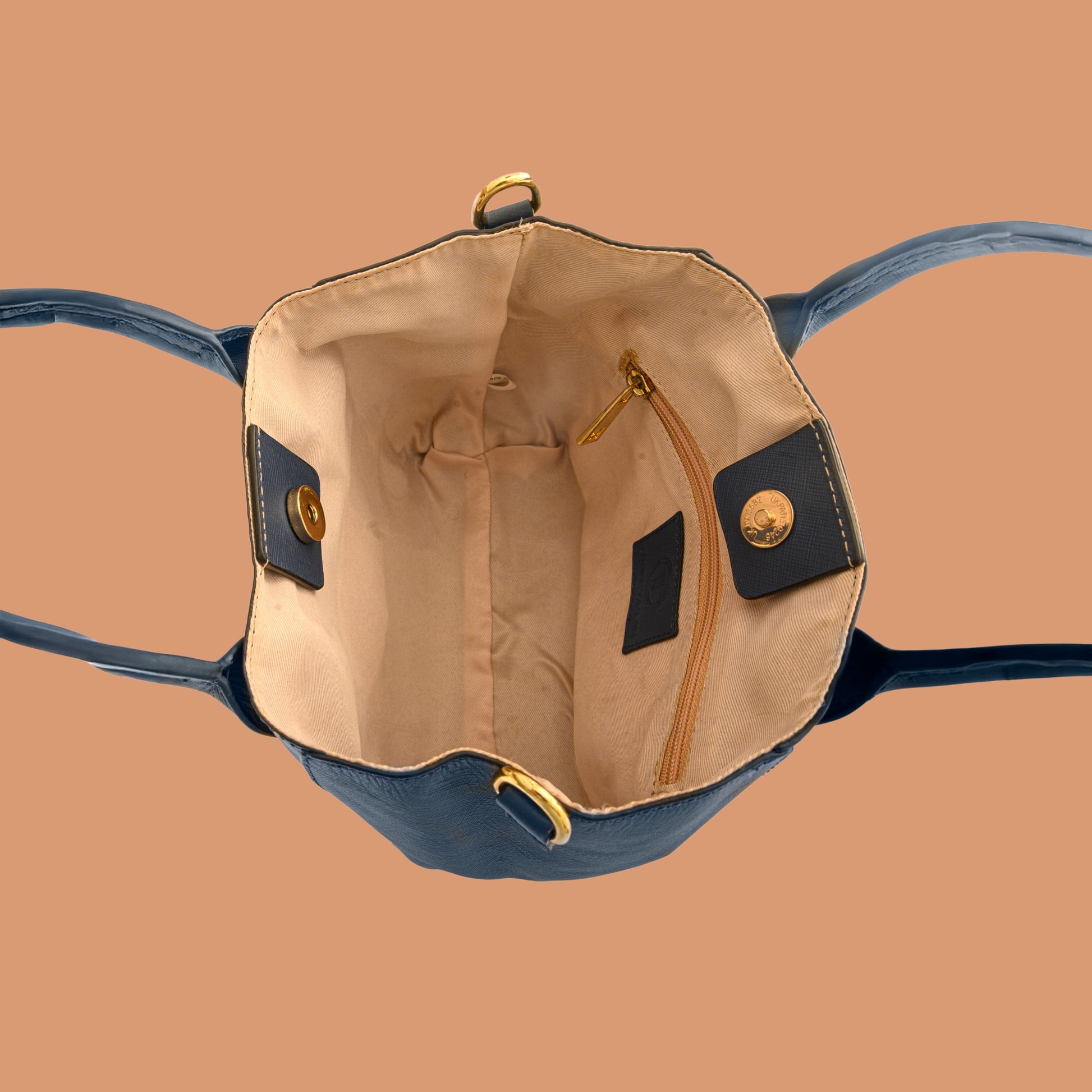 Blue Leather Tote Bag with Spacious Interior Compartment | Iron Tailor