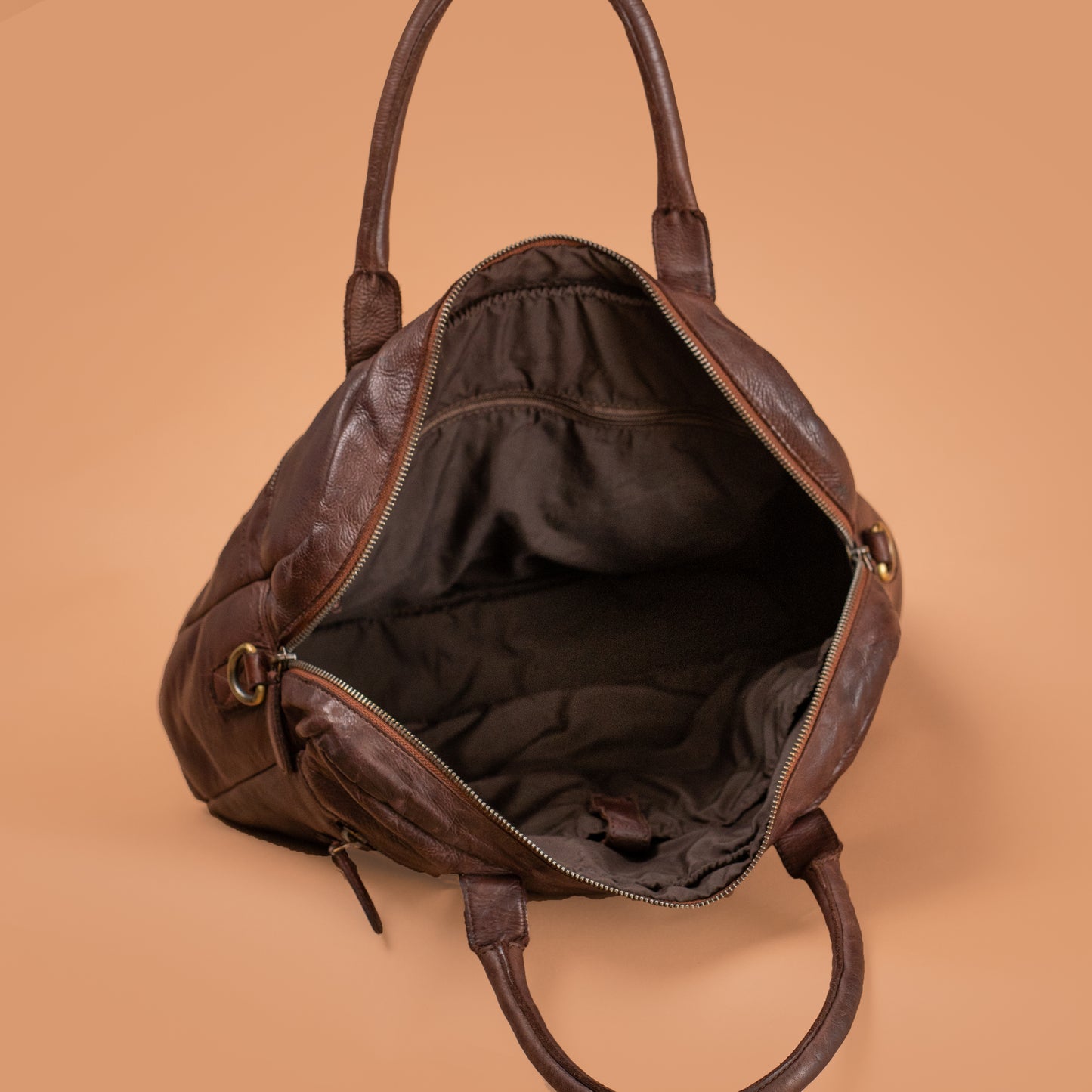 Vintage Brown Leather Office Bag with Padded Laptop Compartment | Iron Tailor