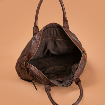Vintage Brown Leather Office Bag with Padded Laptop Compartment | Iron Tailor