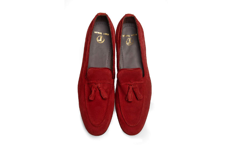 Men's Tassel Trim Detail Loafers (RED)
