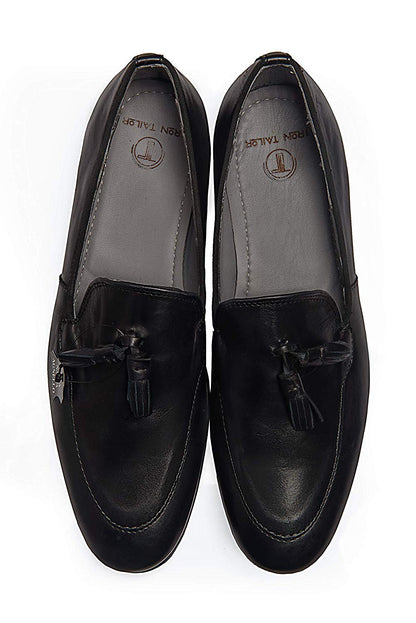 Men's Black Plane Tassel Loafers Genuine Leather
