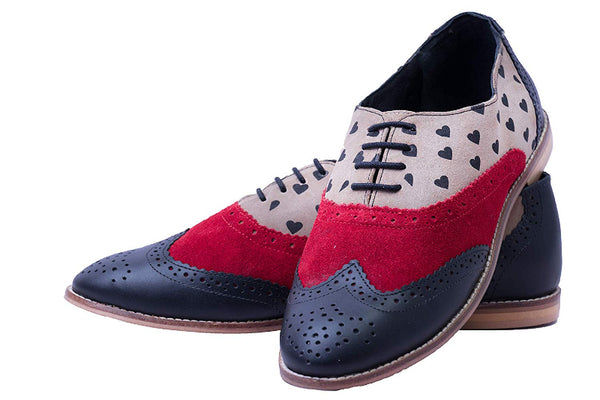Brogue Black with Designer Heart Fabric