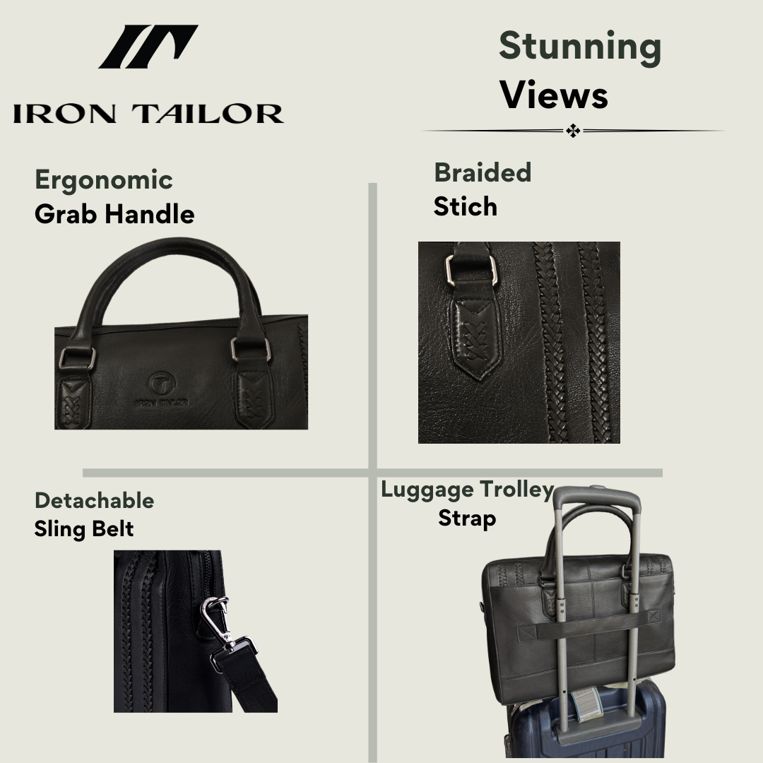 Braided Laptop Bag Premium Features – Leather Office Bag | Iron Tailor