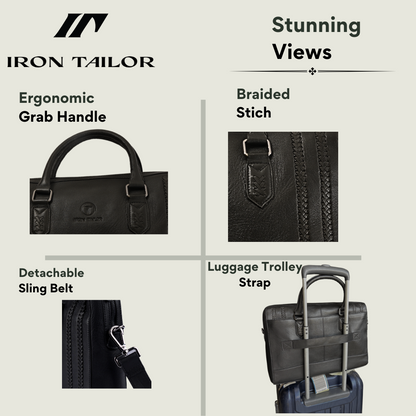Braided Laptop Bag Premium Features – Leather Office Bag | Iron Tailor