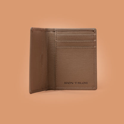 Timeless Beige Leather Card Wallet with Multiple Card Slots | Iron Tailor