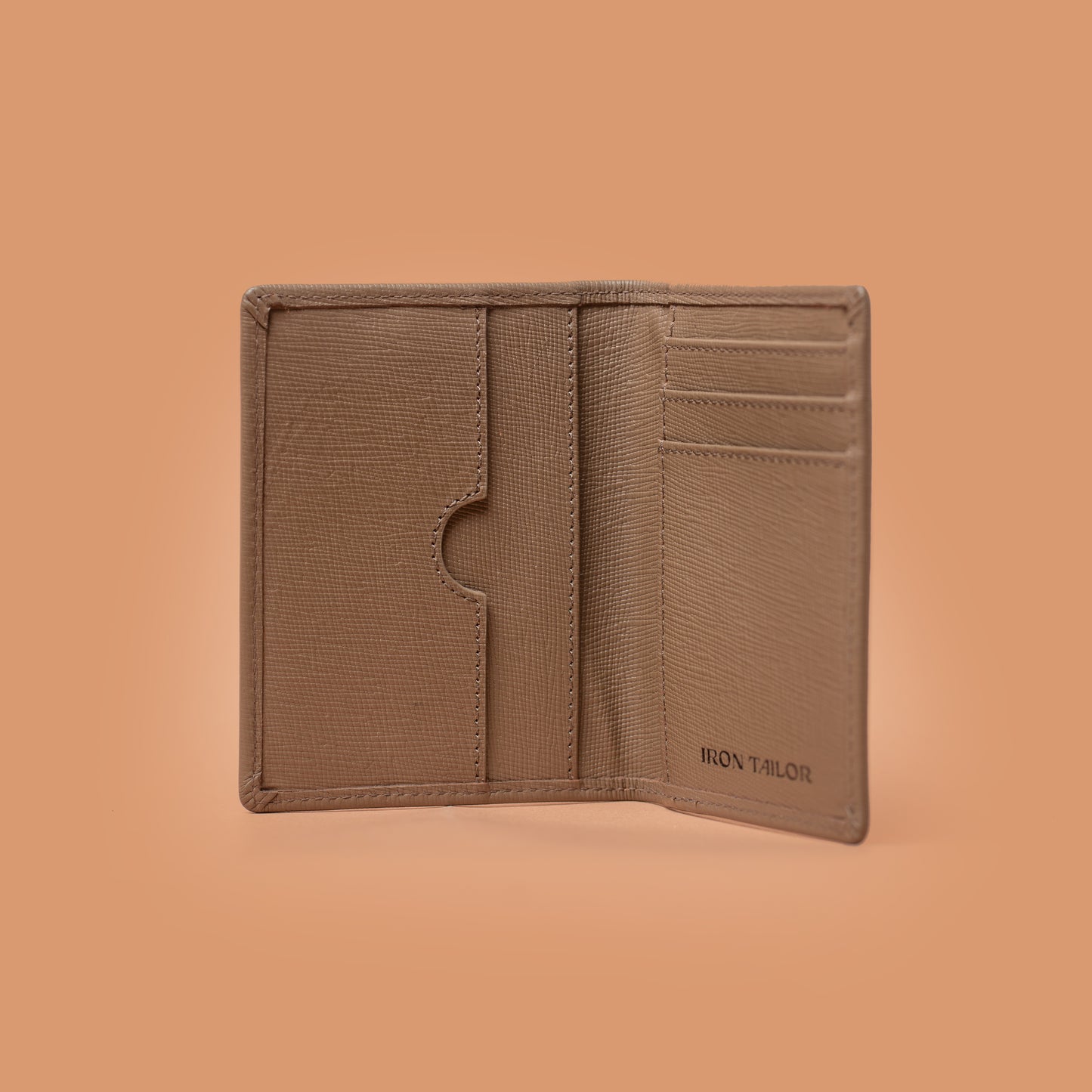 Timeless  Dark Gray Slim Fold Leather Wallet with Cash Sleeve | Iron Tailor