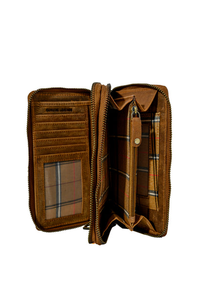Brown Leather Travel Pouch with Card Slots and Pen Holder | Iron Tailor