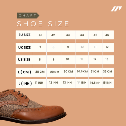 Brown Elite Lace-Up Shoe Size Guide | Iron Tailor