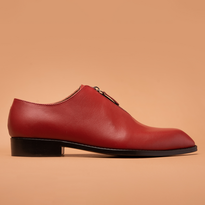 Majestic Maroon Zipper Shoes Side View | Iron Tailor