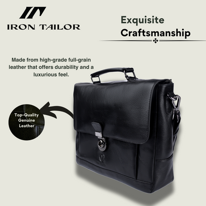 Black Genuine Leather Laissez Faire Briefcase Craftsmanship | Iron Tailor