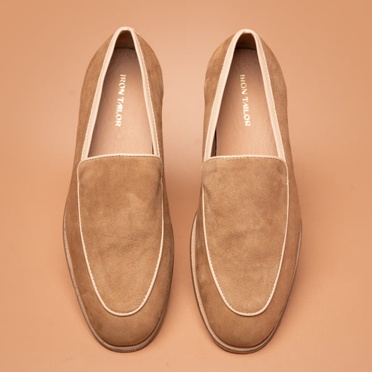 Sand Suede Loafers for Men | Iron Tailor